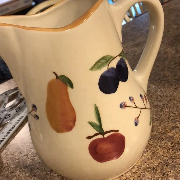 Longaberger Fruit Medley Pottery Pitcher Never Used Retired - Picture 12 of 16